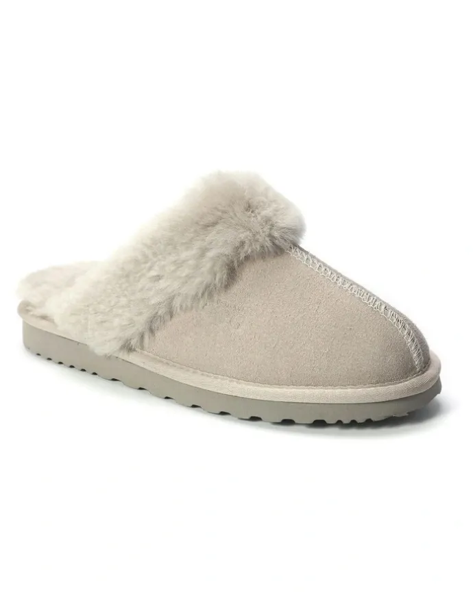Aus Wooli Ugg Sheepskin Wool Sydney Slippers in Grey