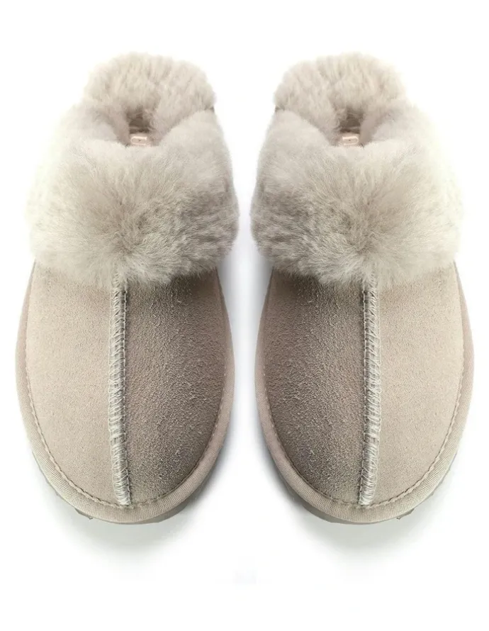 Aus Wooli Ugg Sheepskin Wool Sydney Slippers in Grey