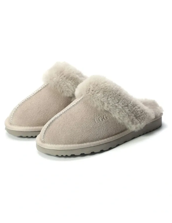 Aus Wooli Ugg Sheepskin Wool Sydney Slippers in Grey