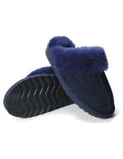 Aus Wooli Ugg Sheepskin Wool Sydney Slippers in Blue