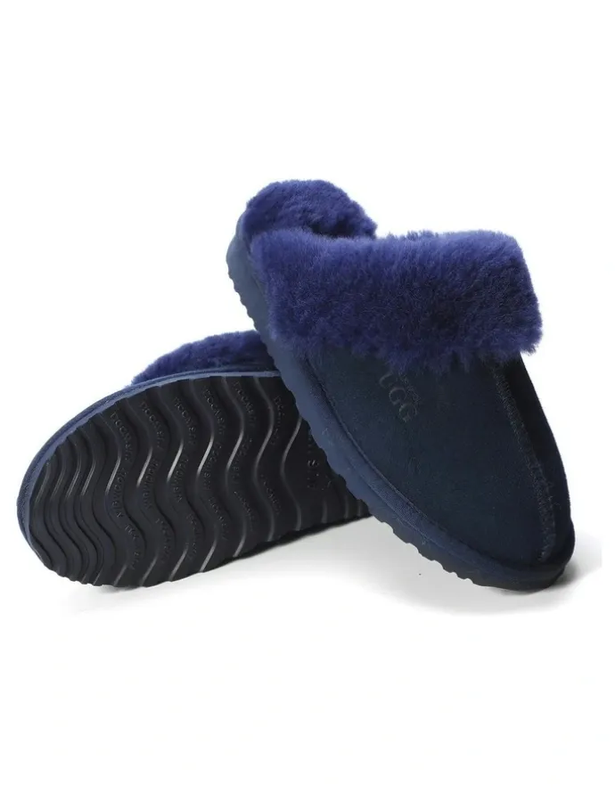 Aus Wooli Ugg Sheepskin Wool Sydney Slippers in Blue
