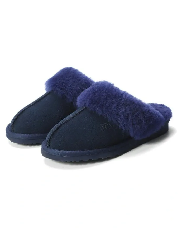 Aus Wooli Ugg Sheepskin Wool Sydney Slippers in Blue