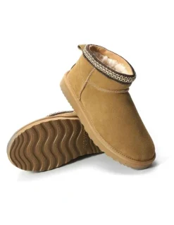 Aus Wooli Ugg Sheepskin Wool Ankle Braid Altona Boots in Camel