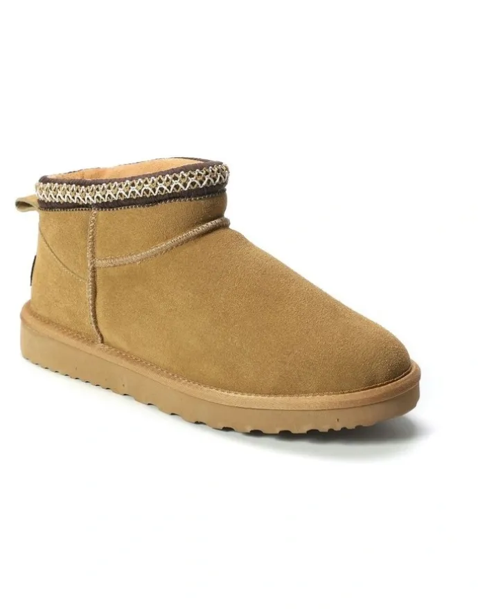 Aus Wooli Ugg Sheepskin Wool Ankle Braid Altona Boots in Camel