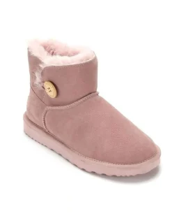 Aus Wooli Ugg Short Sheepskin Button Boot in Pink