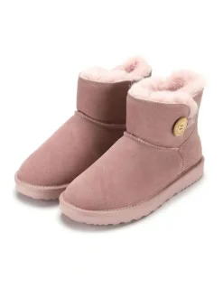 Aus Wooli Ugg Short Sheepskin Button Boot in Pink