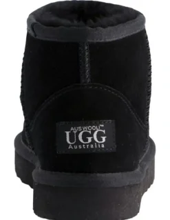 Aus Wooli Ugg Short Sheepskin Ankle Ugg Boot in Black