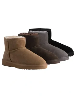 Aus Wooli Ugg Short Sheepskin Ankle Ugg Boot in Black