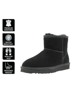 Aus Wooli Ugg Short Sheepskin Ankle Ugg Boot in Black