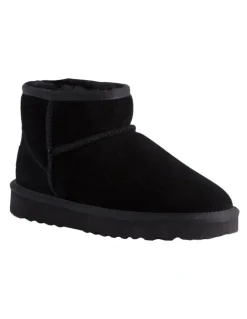Aus Wooli Ugg Short Sheepskin Ankle Ugg Boot in Black