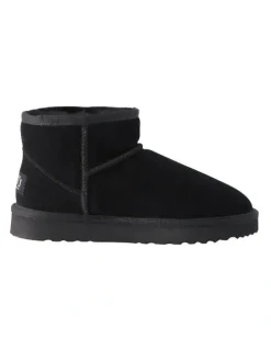 Aus Wooli Ugg Short Sheepskin Ankle Ugg Boot in Black