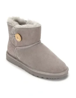 Aus Wooli Ugg Short Sheepskin Button Boot in Grey