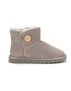 Aus Wooli Ugg Short Sheepskin Button Boot in Grey