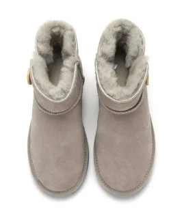 Aus Wooli Ugg Short Sheepskin Button Boot in Grey