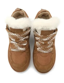 Aus Wooli Ugg Urban Chic Sheepskin Wool Lace-Up Sneakers in Brown