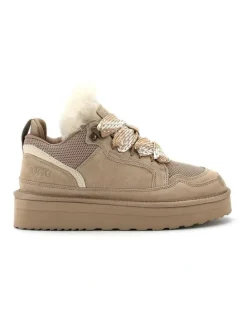 Aus Wooli Ugg Urban Chic Sheepskin Wool Lace-Up Sneakers in Beige