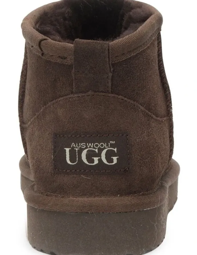 Aus Wooli Ugg Women Sheepsk Classic Ultra Mini UGG Boot Chocolate