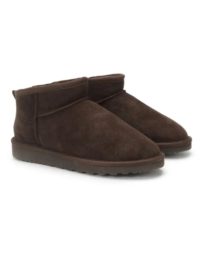 Aus Wooli Ugg Women Sheepsk Classic Ultra Mini UGG Boot Chocolate
