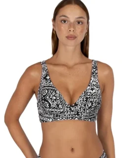 Baku Havane C/D Cup Longline Bra Bikini Top in Black
