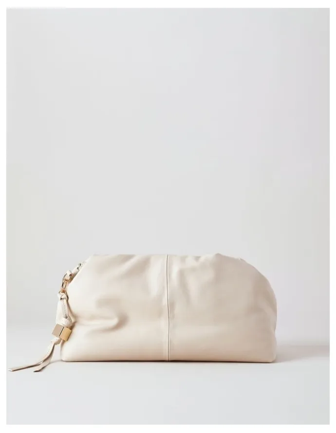 Basque Andrea Leather Clutch Bag in Vanilla