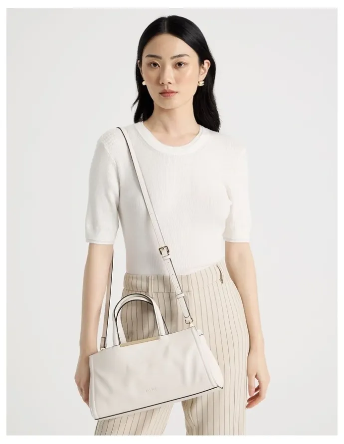 Basque Audrey Satchel Bag in Vanilla