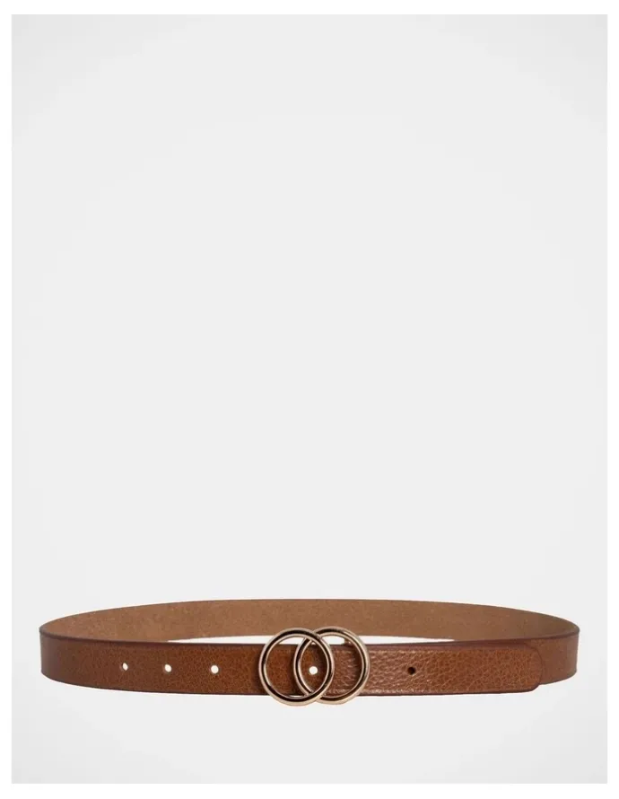 Basque Brittany Double Ring Leather Belt in Tan