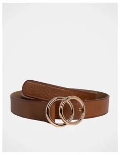 Basque Brittany Double Ring Leather Belt in Tan
