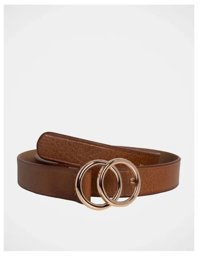 Basque Brittany Double Ring Leather Belt in Tan
