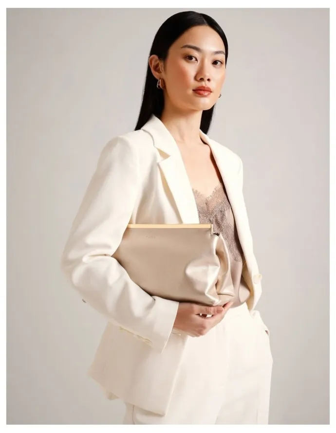 Basque Carrie Clutch Bag in Frosted Almond