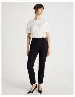 Basque Compact Sateen Pant in Black