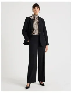 Basque Drape Twill Single Breasted Blazer in Black