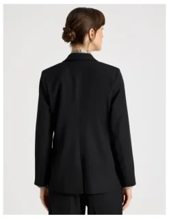 Basque Drape Twill Single Breasted Blazer in Black
