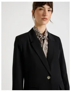 Basque Drape Twill Single Breasted Blazer in Black