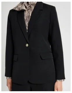 Basque Drape Twill Single Breasted Blazer in Black