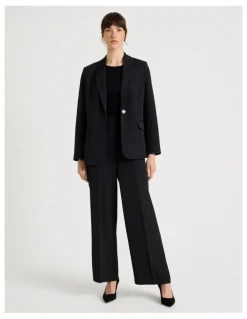 Basque Drape Twill Single Breasted Blazer in Black