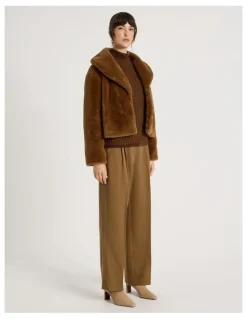 Basque Faux Fur Jacket in Chestnut