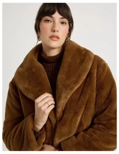 Basque Faux Fur Jacket in Chestnut