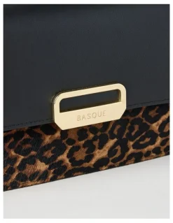 Basque Fiona Leather Satchel Bag in Leopard