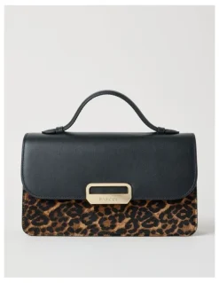 Basque Fiona Leather Satchel Bag in Leopard