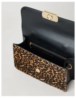 Basque Fiona Leather Satchel Bag in Leopard