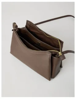 Basque Gracie Leather Crossbody Bag in Chocolate