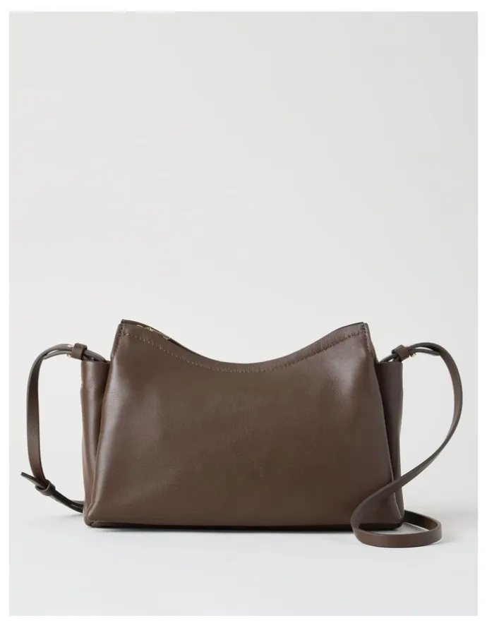 Basque Gracie Leather Crossbody Bag in Chocolate