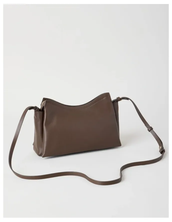Basque Gracie Leather Crossbody Bag in Chocolate