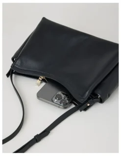 Basque Gracie Leather Crossbody Bag in Black