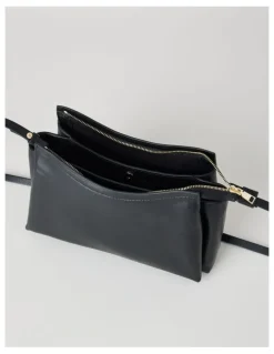Basque Gracie Leather Crossbody Bag in Black