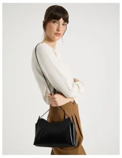 Basque Gracie Leather Crossbody Bag in Black