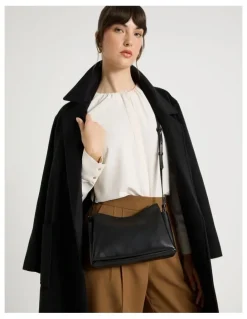 Basque Gracie Leather Crossbody Bag in Black