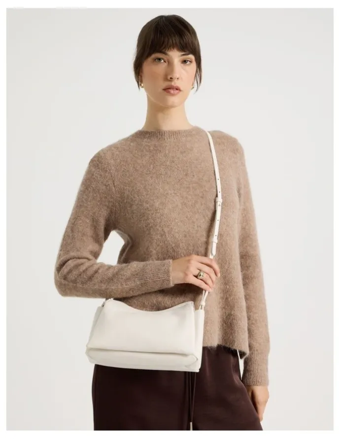 Basque Gracie Leather Crossbody Bag in Chalk
