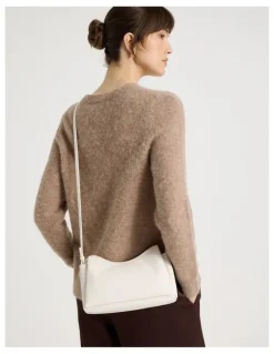 Basque Gracie Leather Crossbody Bag in Chalk