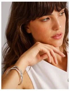 Basque Irregular 2Pk Bangles in Silver